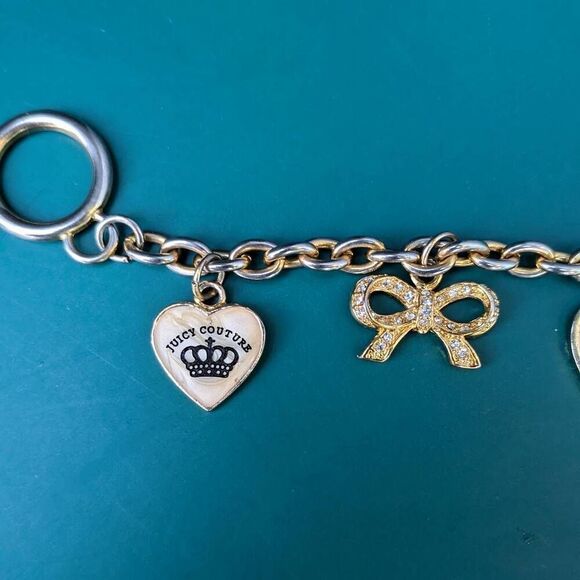 Juicy Couture Y2K Silver & Goldtone Link Vintage Charm Bracelet - Picture 2 of 5
